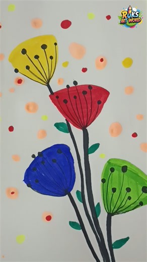 Colorful Abstract Flower Drawing | Easy & Aesthetic Art #shorts #easydrawing