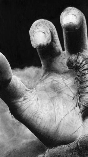 I drew this hand with a larva on it. 🐛 #artprocess #artinstruction #drawing #pencilart