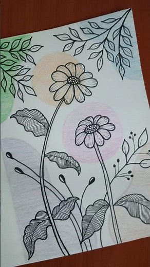 Easy Aesthetic Flower Drawing 🌸 | Pencil Color Shading + Simple Line Art Tutorial for Beginners |