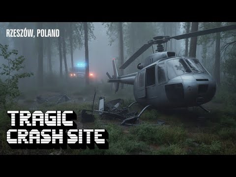 Helicopter Crash Near Rzeszów: Robinson R44 Tragedy | Fog, Fire & Difficult Rescue.