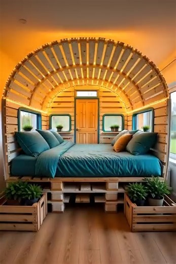 Pallet Bed with Roof #pallets #palette #bedroom #bedroomdesign #Bedroomfurniture #bedtime #bedtimestory #bedding #bunkbed #woodworking #woodwork #woodworker #woodart #woodworkingtips #diy #diyprojects #home #homeimprovement #homedecor #homemade #homesweethome | DIY Pallets Ideas