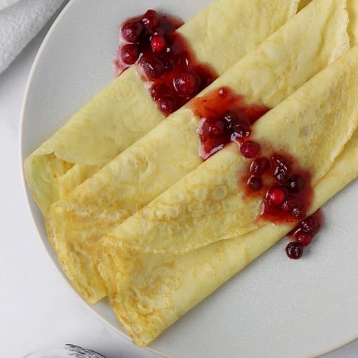 Traditional Swedish Pancakes (Pannkakor) with Lingonberries
