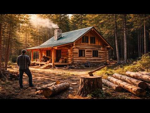 One Man’s Dream Log Cabin Build Off Grid — Full 1-Year Highlights in 20 Minutes