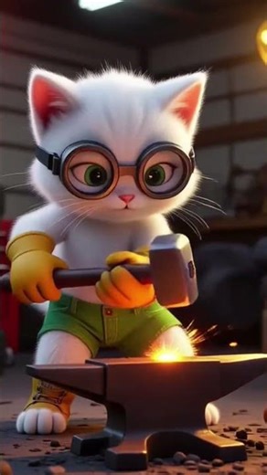 White Cat Fixing Rusty Truck 🔥 #CatAnimation #3DCartoon