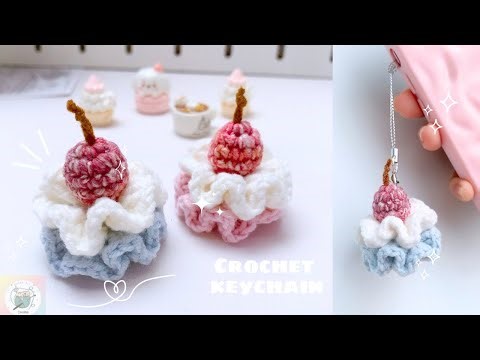Crochet mini cake keychain| Easy crochet| Katee DIY