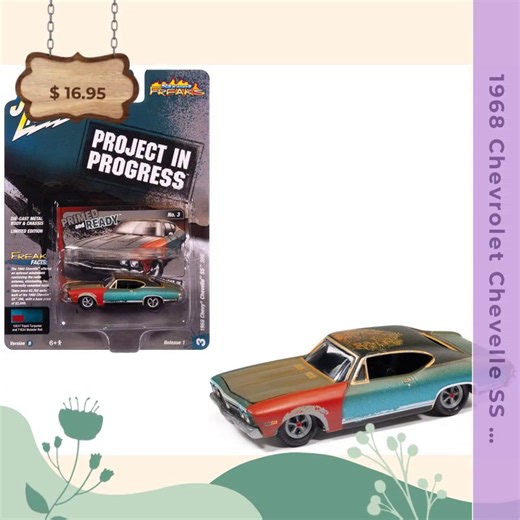 Rev up your nostalgia with the stunning 1968 Chevrolet Chevelle SS 396 in Tripoli Turquoise! 🚗💨 This 1/64 diecast model by Johnny Lightning embodies classic American muscle in a weathered look that tells a story of adventure. 🛣️✨ Perfect for collectors and car enthusiasts alike, it adds that perfect touch of vintage charm to your display. 🖼️✨ Whether it’s on your desk or a special shelf, this beauty serves as a daily reminder of freedom and the open road. 🌅🔧 Bring home a piece of automotiv