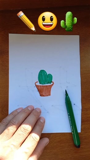 How to easily draw a cactus#draw#easy#tutorial🌵✏️