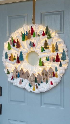 DIY Light-Up Snowy Village Christmas Wreath | Michaels Craft Store Tutorial
