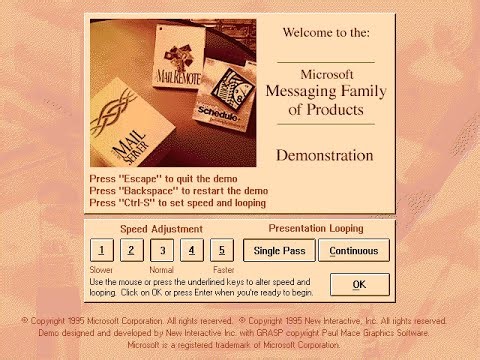 Microsoft Messaging Family of Products (Mail Server, Remote Mail, Schedule+) Demo - 1995/06