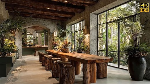 Modern Tropical Home Aesthetic – Open Living–Dining Area with Natural Vibes