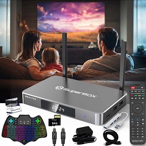 Newest Super Box S6 Ultra 2024-2025 Fully, 4G RAM 128G ROM Superbox with Voice Remote, 6K, Easy Setup Guide, Included Parental Control Time
