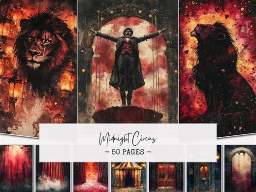 Dark Circus Junk Journal Pages, Gothic Carnival Printable Kit, Moody Ringmaster Ephemera, Vintage Fantasy Collage, 50 Pages - Etsy