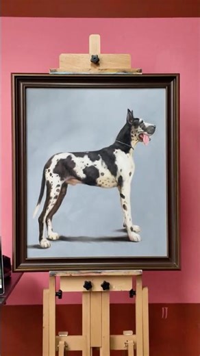 Gentle Great Dane🐶 Woww 🐾Customized Dog Oil Painting #painting #Shorts #dog #cooyaart