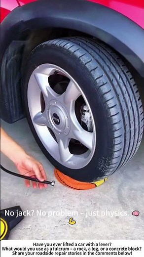 Smart Way to Jack Up a Car – Homemade Lever Trick 🚗🔧