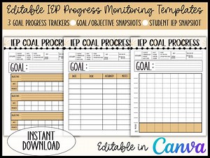 IEP Goal Progress Monitoring, Editable Iep Goal Tracking Templates, Printable Data Tracker Binder, Data Tracking, Special Education Resource - Etsy