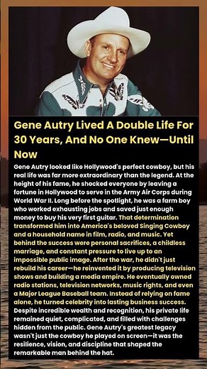 Gene Autry Lived A Double Life For 30 Years, And No One Knew—Until Now#shorts