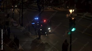 Police arresting a driver during the COVID curfew in Montreal, Quebec, Canada