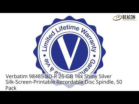 Verbatim 98485 BD-R 25-GB 16X Shiny Silver Silk-Screen-Printable Recordable Disc Spindle 50 Pack
