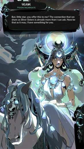 Selene gifts her Moon Beam keepsake to little star #hades2
