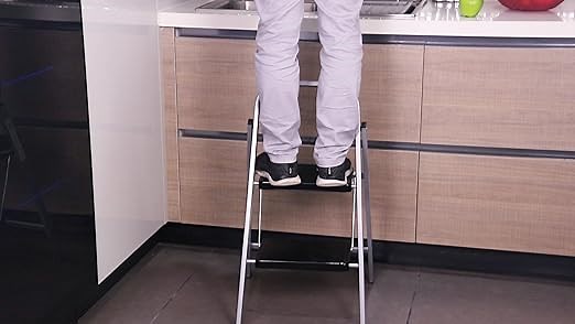 2-Step Steel Step Stool, Folding Step Ladder for home