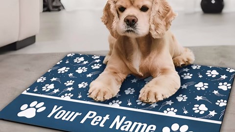 Personalized Dog Food Mat Custom Pet Feeding Absorbent Mats for Floor Customized Cat Water Bowl Placemats Non-Slip Washable Dog Mat for Food and Water