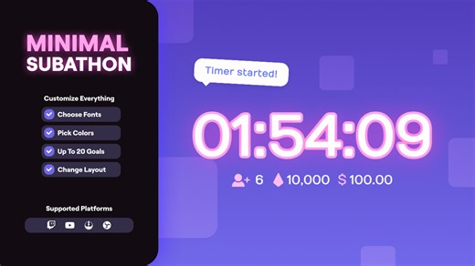 Minimal Subathon Timer Widget — StreamElements + OBS | Chat Commands, Rewards & Milestones