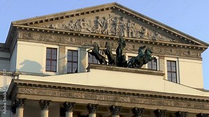 Polish National Opera in Warsaw, Poland. Architectural elements on the façade of the Polish National Opera in downtown Warsaw, Poland.