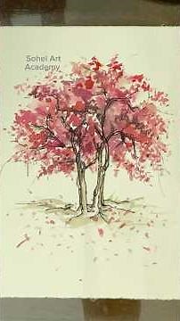 Step-by-Step Guide to Painting Watercolor Trees in Red