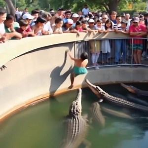 TERRIFYING FALL! BOY PLUNGES INTO CROCODILE POOL! Read more in Comment or Most relevant - All comments 👇 | La faucheuse