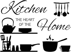 SUPERDANT Kitchen Wall Sticker Cooking Wall Stickers Kitchen The Heart of The Home Wall Decor Removable Wall Stickers and Murals DIY Art PVC Wall Decal Kitchen Wall Sticker Vinyl Transfer