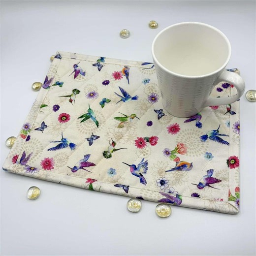 Hummingbird Quilted Mug Rug Set: Colorful Mini Placemats, 8.5" X 11.5" - Etsy
