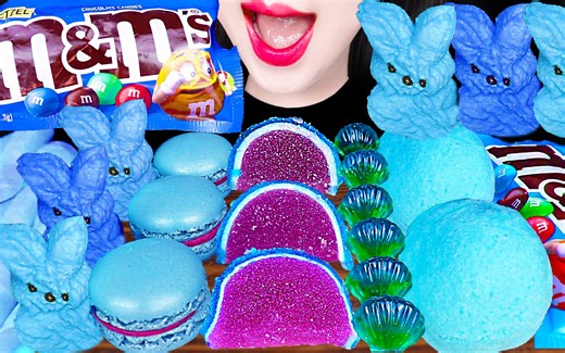 Jane ASMR BLUE DESSERT WATERMELON JELLY MARSHMALLOW EATING