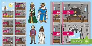 Castle Tower Vertical Number Line Counting in 10s to 100 Resource Pack