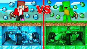 Mikey EMERALD vs JJ DIAMOND Formula 1 Car Mine Battle in Minecraft Maizen | Craftopia