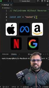 Check Palindrome Without reverse() | JavaScript Interview Question #dsa #interview #coding