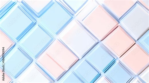 Geometric pastel pink and blue diamond pattern slowly rotates and shifts, creating a soothing and mesmerizing visual