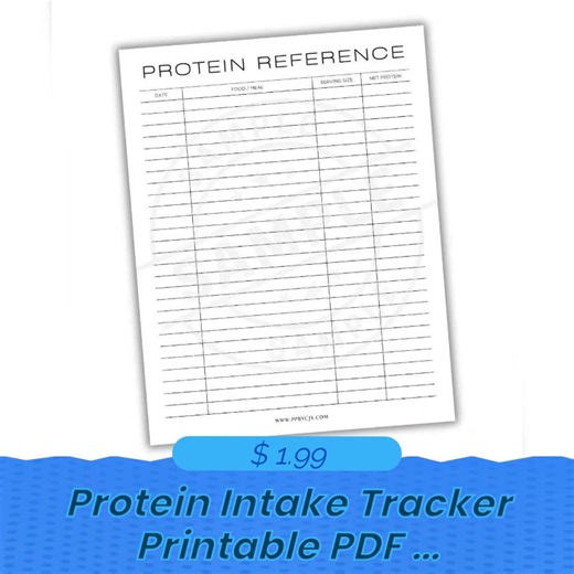 🌟 Track your protein goals effortlessly! 🍗✨ Elevate your health journey with our *Protein Intake Tracker Printable PDF Template*! At just $1.99, this beautifully designed tool simplifies tracking and optimizing your daily protein intake, making it a breeze to reach your fitness ambitions. 💪📊 Fill your plate with confidence and watch those goals transform into reality as you easily integrate it into your daily routine! Don't wait—this little gem won't stay on the shelf for long! ⏳🎉 #FitnessG