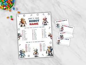 What's Your Robot Name Party Game & Name Tags, Boys Birthday Activity, Fun Name Generator, Printable Birthday Game, INSTANT DOWNLOAD, BD18 - Etsy