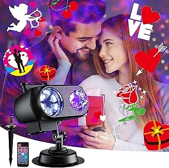 Brighter Valentines Decorations Projector Lights,2026 Upgraded Holiday Projector Display 8 Patterns at A Time (Ocean Wave & Patterns),Weatherproof & Remote Outdoor Valentines Decorations Light Show