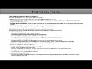 Rechnungslegung: Grundlagen der Bilanzpolitik - Fernuni Hagen