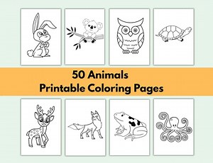 50 Animals Printable Coloring Pages for Kids, Coloring Book and Pages for Toddlers and Preschoolers, Kindergarten Activity, Digital Download - Etsy Canada