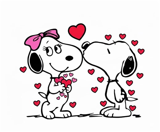 Cute Romantic Cartoon Puppy Couple Illustration SVG PNG | Snoopy-style Love Dog Art for Valentine Gifts | Cricut & Sublimation Cut Files - Etsy
