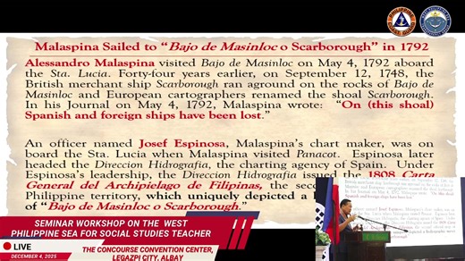 📚 LIVE: West Philippine Sea Seminar-Workshop in Legazpi City! The WPS Seminar-Workshop travelled to Bicol region to empower Social Studies teachers with deeper knowledge, clearer understanding, and stronger confidence in teaching West Philippine Sea topics. Distinguished subject matter experts—Commodore Jay T. Tarriela, Justice Antonio Carpio, and Atty. Frettie Ganchoon—lead this enlightening session, offering legal, historical, and operational perspectives that shape our nation’s stand. This e