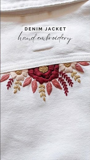 Burgundy peony denim jacket #embroideredjacket #embroiderydesign #diydenimjacket