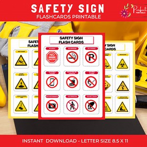 Safety Sign Flashcards, 72 Visual Learning Safety Signs
