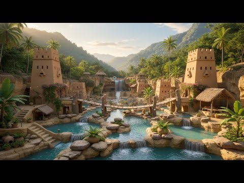 Building an Ancient-Style Underground Clay House Featuring Multi-Level Pools Using Primitive Tools