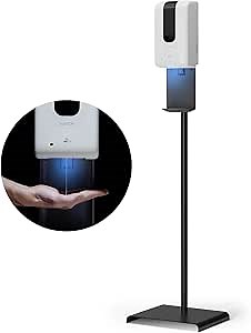 Luxton Automatic Hand Sanitizer Dispenser - Sanitizing Station, Steel Floor Stand, Drip Catcher Dish - Touchless Auto Sensor, Refillable 1200ml Bottle - Portable, Easy Set Up, Battery-Operated Machine