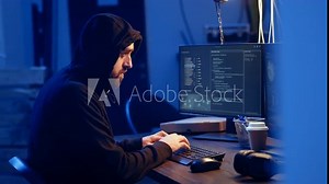 Hacker uses PC to target vulnerable unpatched connections, seeking to compromise digital devices and steal valuable sensitive data. Rogue programmer finds exploits for system vulnerabilities, camera A