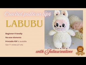 LABUBU Crochet pattern tips - video tutorial, Zimomo angel in clouds Crochet Plush Amigurumi DIY