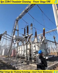 Amazing live-line washing at 220kV! Keeping the power running while cleaning insulators safely and efficiently. 💡⚡ #HighVoltage #SmartPower #LiveLineWashing | Bangla Electrical project